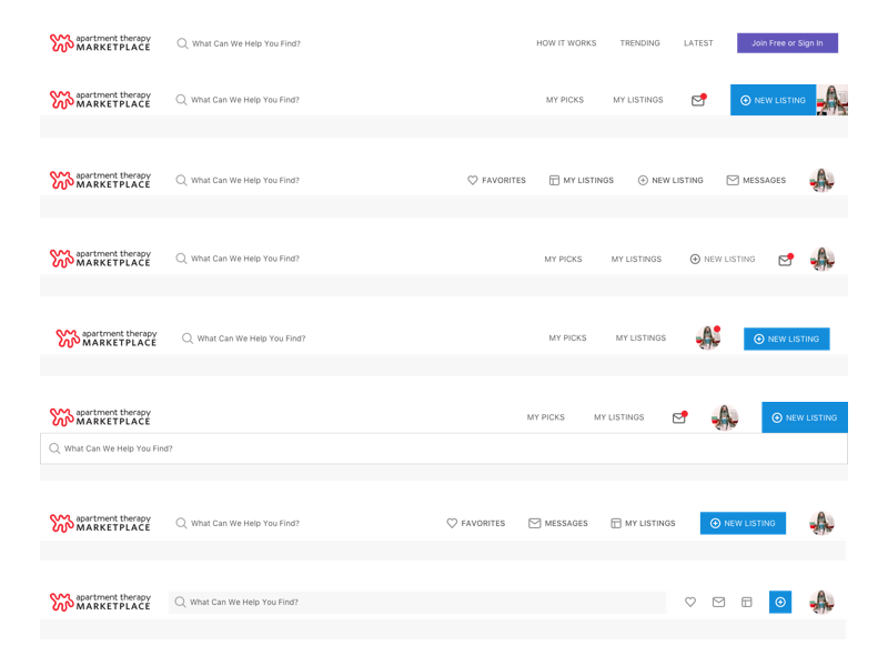 Marketplace Header Redesign Explorations ux design app product ui