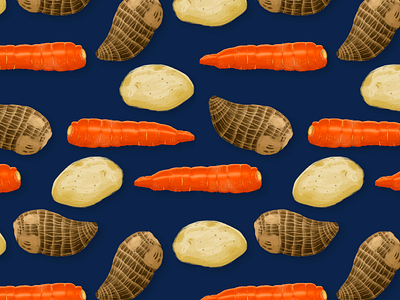 Inhame carrot fabric fabric design fabric pattern fashion food food illustration homeware illustration kitchen pattern photoshop potato procreate roots texture vegetable veggie yam