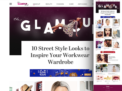 The Glamour hub articles beauty care fashion girly landing page magazine makeup minimal online magazine uidesign website website design