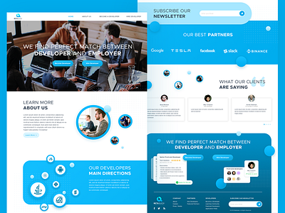 Network project for developers & employers bold bright bussines developer employer freelance hire homepage hr job landing page software talent work