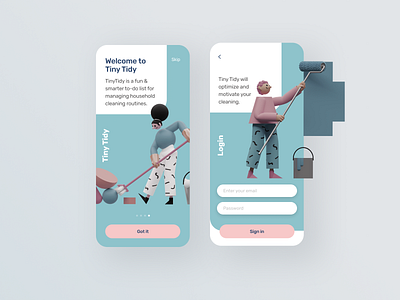 TinyTidy app concept dailyui housecleaning interfacedesign ui