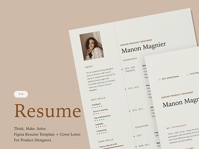 One-page resume & Cover letter concept cv designbranding minimal resume template