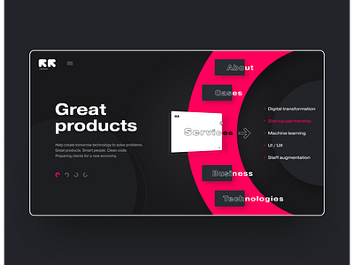 Proxet. Tomorrow technology 2020 2020 trend black dark design landing landing page minimal pink red typography ui ux