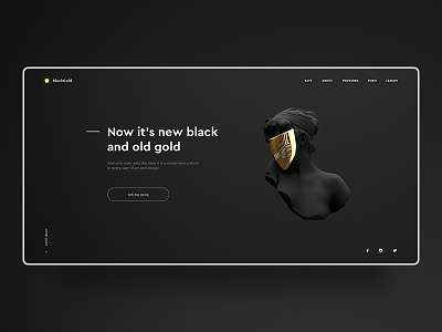 BlackGold. UI Design 2019 black black white black and gold dark dark art design gold gradient landing landing page light minimal modern trends ui design webdesign website