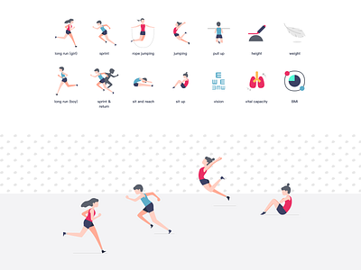 physical test icons bmi height icon illustration jump jump rope mini program physical run sport sprint teenager test vision vital weight