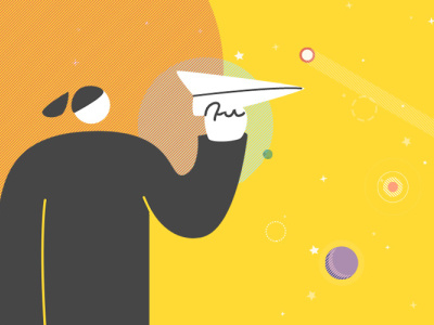 newsletter banner illustration newsletter paperplane planet subscribe universe yellow