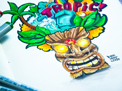Tropical Doodle art copicmarkers design illustration ink moleskine summer tropic tropical