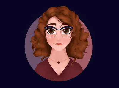 Personal Avatar Illustration avatar blue curly curly girl digital disney drawing girl glasses illustration pink portrait procreate
