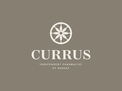 Currus Logo chariot currus flower independent kansas lockup logo pharmacy sunflower wheel zaharah