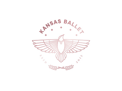 Kansas Ballet academy badge badge design ballet bird brand branding design gradient graphic design identity illustration kansas lineart logo meddowlark pink stars wheat wings