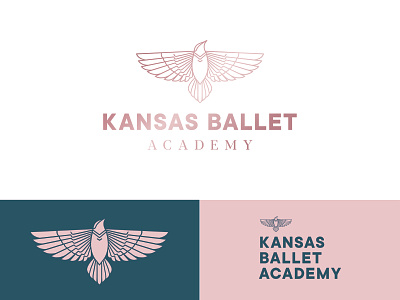Kansas Ballet Brand Identity academy ballet bird blue brand branding design feathers flight gradient identity illustration kansas lineart logo meadowlark pink