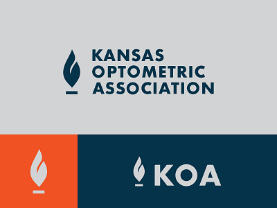 Kansas Optometric Association association blue brand eye flame foundation glasses health healthcare kansas logo optometric optometrist optometry orange see sight stacked torch vision