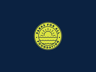 Parks For All Foundation badge badge design blue brand branding lineart logo park parks parks and recreation recreation sun water yellow