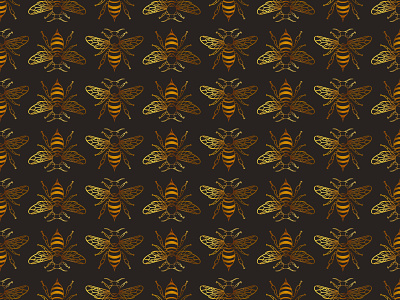Bees bee black brown bug bumble digital gold gradient honey illustration insect pattern pollenate procreate stripes wings yellow