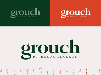 Grouch app application bloom brand branding flowers fun green grouch grouchy journal journaling logo mood orange personal serif typography wordmark
