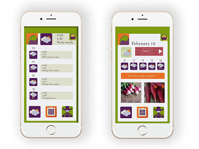 Roots - Heirloom Vegetable App Concept app weather app calendar app