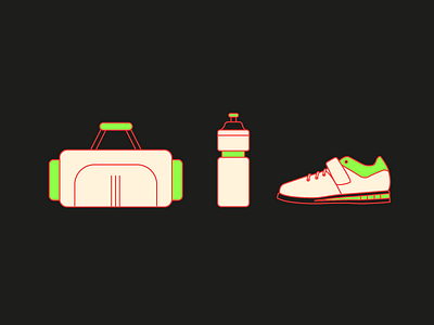 Fitness illustrations bag fitness flat gym illustration neon shaker sneakers