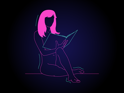 Pink neon lady body drawing female figure girl house lady line music neon vector video
