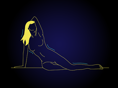 Yellow neon lady body drawing female figure girl house lady line music neon vector video
