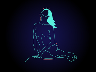 Blue neon lady body drawing female figure girl house lady line music neon vector video