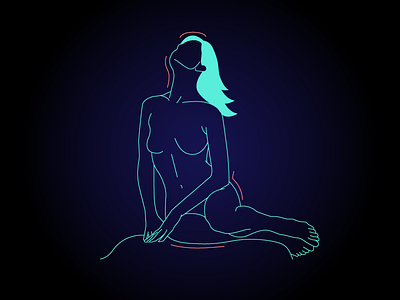 Blue neon lady