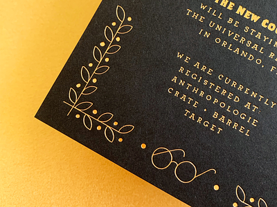 Wedding Suite Details details card gold foil hand lettering harry potter letterpress wedding suite