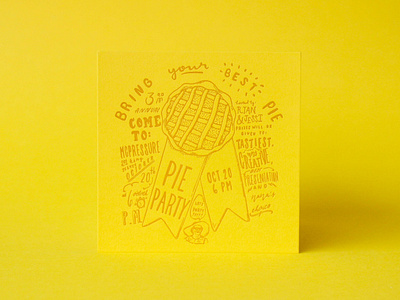Pie Party Invitation invitation letterpress pie print yellow
