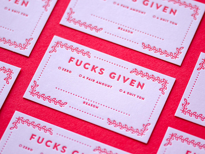 Fucks Given Cards letterpress