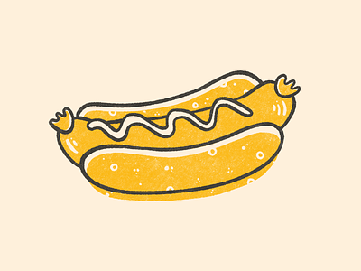 Hot Dog baseball black hot dog illustration illustrations texture yellow