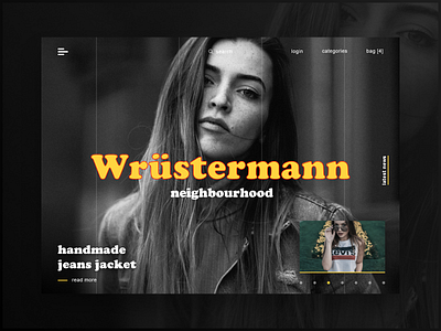 Wrüstermann Vintage Shop black hero hipster retro shop ux uxui vintage website yellow