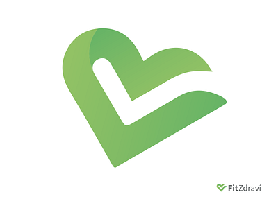 FitZdraví Fresh logotype - symbolism heart and done symbol green health heart logotype workout