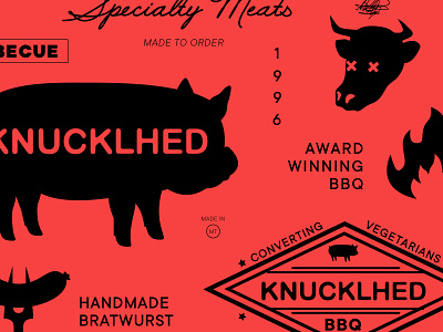 Knucklhed BBQ brand identity branding logo design marketing typography