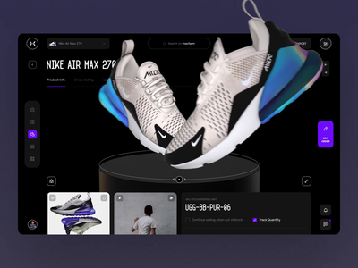 Dashboard Nike dark dashboad fashion interface minimal sale shop shopify shopping sneakers typography web