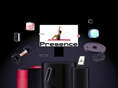 Presence 3d design fitness interface ios iphone live sport typography web