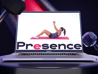 Presence 3d animation branding cinema 4d design fitness interface logo sport typography video web