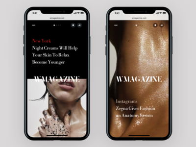 Wmag Black Mobile book design fashion interface news photo sea slide web