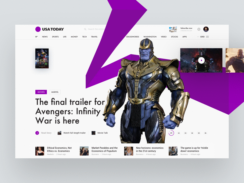 Avengers: Infinity War book cinema design interface material news selebriti slide web