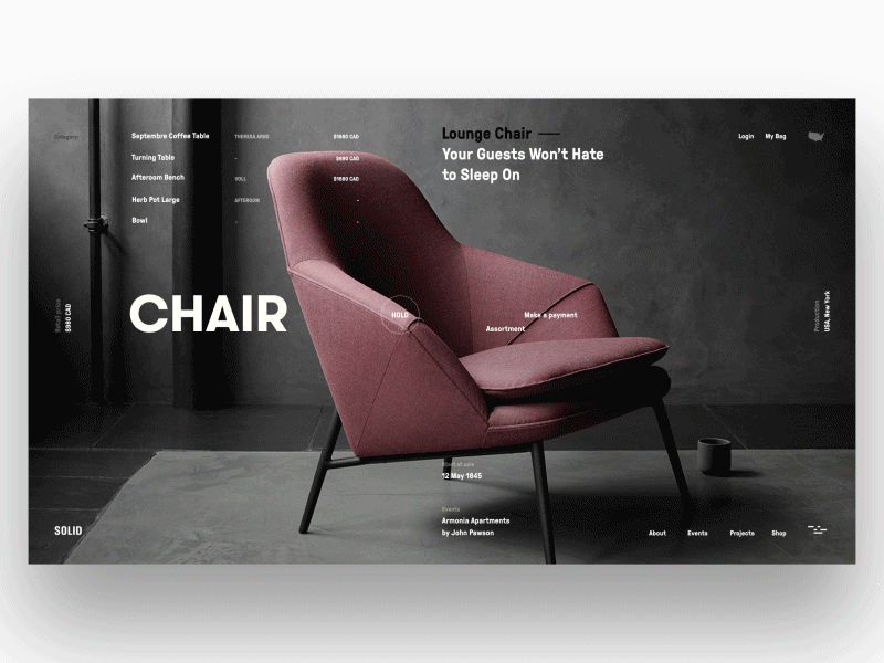 SOLID Waves explore furniture minimal products slider solid web