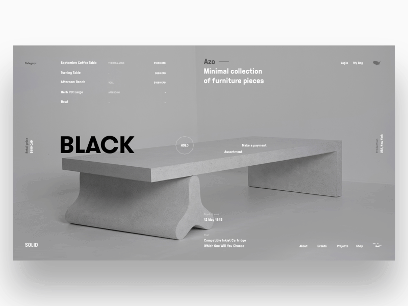 SOLID Black explore furniture minimal products slider solid web