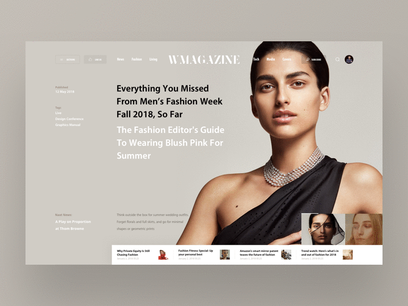 Wmag book design fashion interface news photo sea slide web