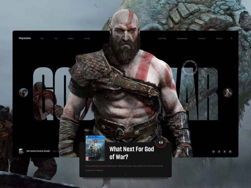 God of War book game god of war interface news play ps4 typography ui web