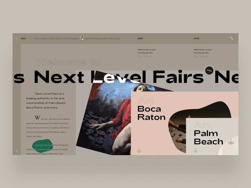 Next Level Fairs art fair gallery interface painting typography ui web