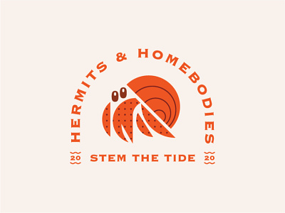 Hermits & Homebodies badge branding coronavirus crab design flat hermit hermit crab icon illustration logo typography vector