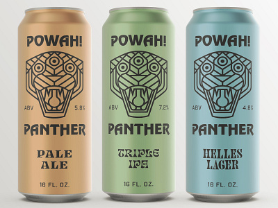 POWAH! PANTHER beer beer art beer branding beer can bigcat design flat icon illustration logo monoline panther typography vector