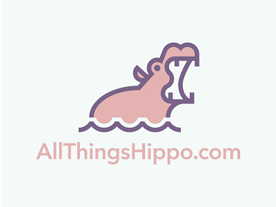 All Things Hippo animal animal logo branding design flat geometric hippo hippopotamus icon illustration logo minimal monoline mouth river teeth type typography vector water