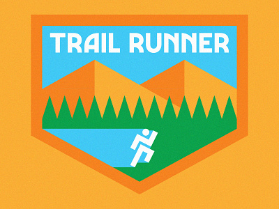 Trail Runner badge badges flat hill icon logo mountain mountains nature outdoors pine run runner running trail trails tree trees typography vector