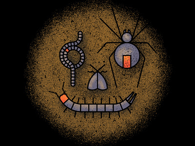 Bug-o'-lantern boo bug bugs centipede design face halloween illustration jackolantern moth moths october redback scary spider spiders texture vector worm worms