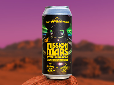 Mission to Mars - Interplanetary Ale alcohol astronaut beer beer can beers beverage brewery can er-2 graphic design illustration ipa label mars nasa packaging space typography