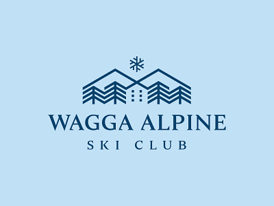 WASC Logo design flat geometric icon illustration logo mountain mountains snow snow flake snowflake tree trees typography vector wagga