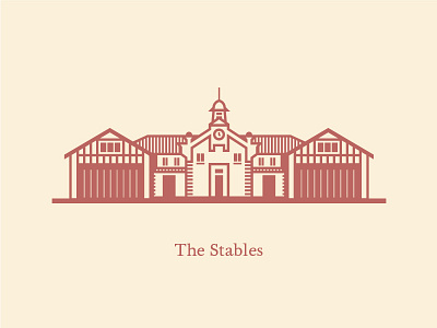 Big Springs Stables architecture barn brick buildings clock design engraving flat home icon illustration lineart stables stairs typography vector vintage windows
